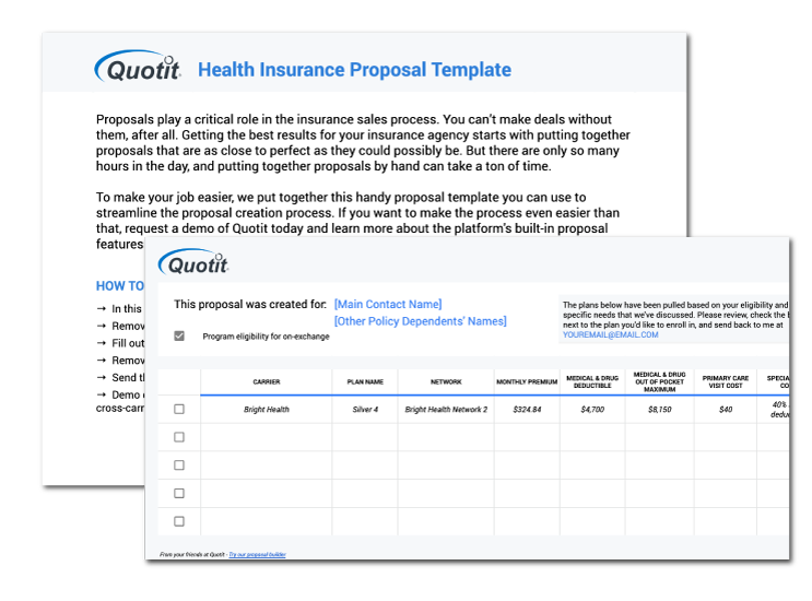 Health Insurance Proposal Template | Quotit